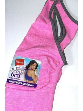 Womens Hanes Cozy Bra Sports Bra SML PINK Razerback Pullover Stretch Yoga Active